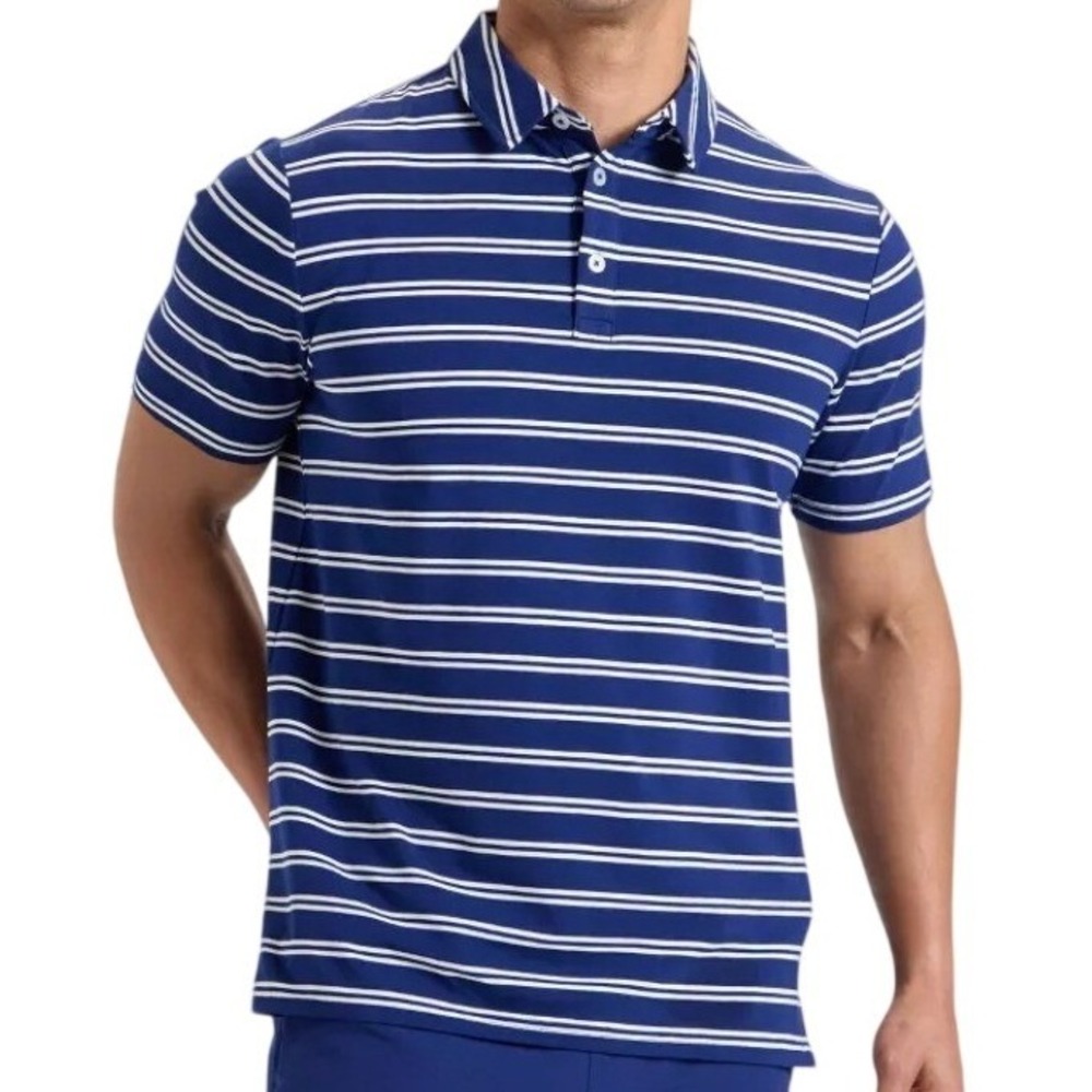 Men's Comfort Wear Striped Polo Shirt Goodfellow & Co Navy Blue XL